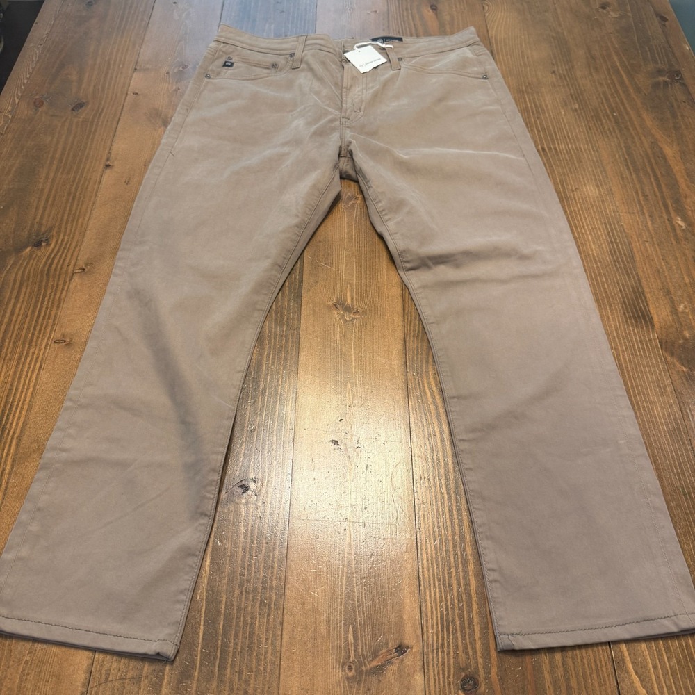 AG Everett Slim Straight Pants Sueded Sateen Brown Size Size 35x32 NWT